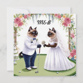 Invitation Mariage de golf sur le thème des Amoureux de les c (Devant)
