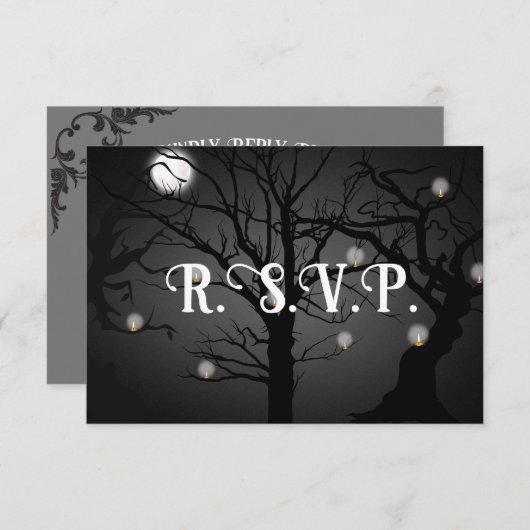 Invitation Mariage de goth noir RSVP (Devant / Derrière)