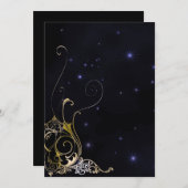 Invitation Mariage de goth officiel Gold Scroll (Devant / Derrière)