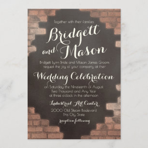 Invitation Mariage de graffitis en brique et ardoise