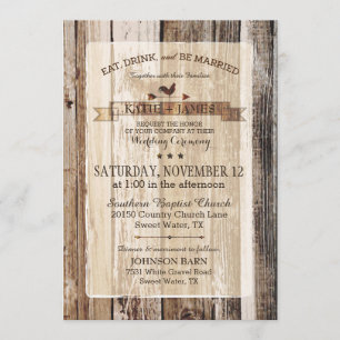 Invitation Mariage de graisse de bois rustique Météo Vane