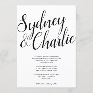 Invitation Mariage de grand nom simple et moderne