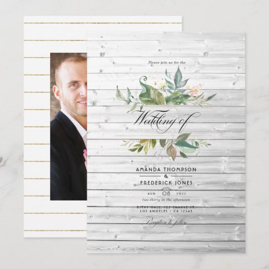 Invitation Mariage de grange champêtre avec verdure rustique (Devant / Derrière)