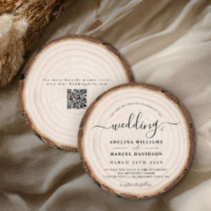 Invitation Mariage de grange en bois moderne rustique naturel