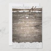 Invitation Mariage de grange romantique en bois rustique et d (Devant)