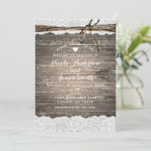 Invitation Mariage de grange romantique en bois rustique et d (Debout devant)