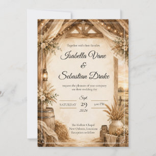 Invitation Mariage de grange rustique