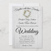 Invitation Mariage de grange rustique, Eucalyptus Wreath (Devant)