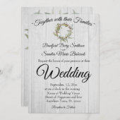 Invitation Mariage de grange rustique, Eucalyptus Wreath (Devant / Derrière)