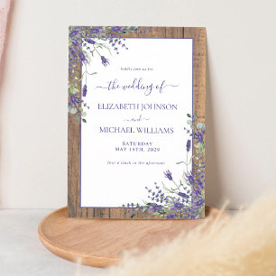 Invitation Mariage de grange rustique lavande eucalyptus