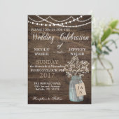 Invitation Mariage de grange rustique pot en bois mason bébé' (Debout devant)