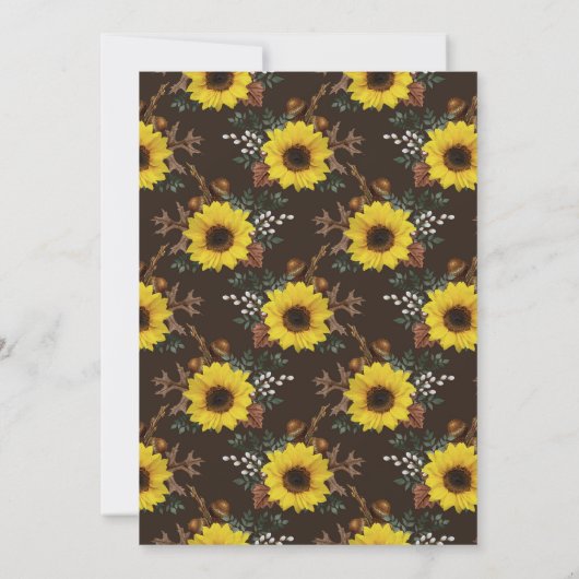 Invitation Mariage de grange rustique Tournesol (Dos)
