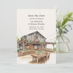 Invitation Mariage de grange, Sauvegarder la date