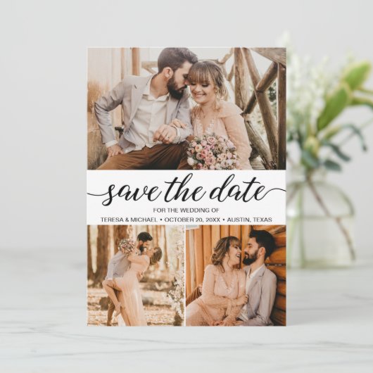 Invitation Mariage de grille photo rustique chic (Debout devant)