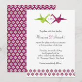 Invitation Mariage de grue papier Origami (Devant / Derrière)