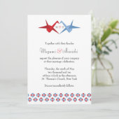 Invitation Mariage de grues Origami (Scarlet + Bleu C) (Debout devant)