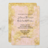 Invitation Mariage de Grunge Or Rose Vierge Invite (Devant / Derrière)