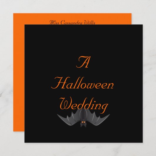 Invitation Mariage de Halloween - (batte accrochante) (Devant / Derrière)