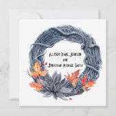 Invitation Mariage de handfesting de serpent Wreath Black Flo (Devant)