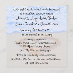 Invitation Mariage de Heart in Sand Beach avec RSVP