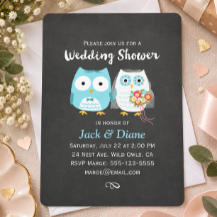 Invitation Mariage de hiboux Couple Douce Mariée et Marié