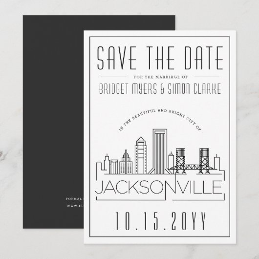 Invitation Mariage de Jacksonville | Skyline Enregistrer la d (Devant / Derrière)