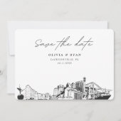 Invitation Mariage de Jacksonville Skyline Sketch Enregistrer (Devant)