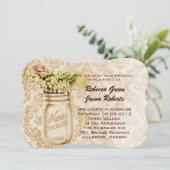 Invitation mariage de jar mason floral damassé vintage (Debout devant)