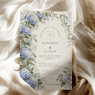 Invitation Mariage de jardin aux hortensias vintage