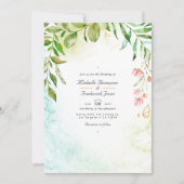 Invitation Mariage de jardin avec code QR et verdure cristal  (Devant)