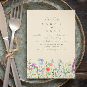 Invitation Mariage de jardin bohème avec fleurs sauvages prin