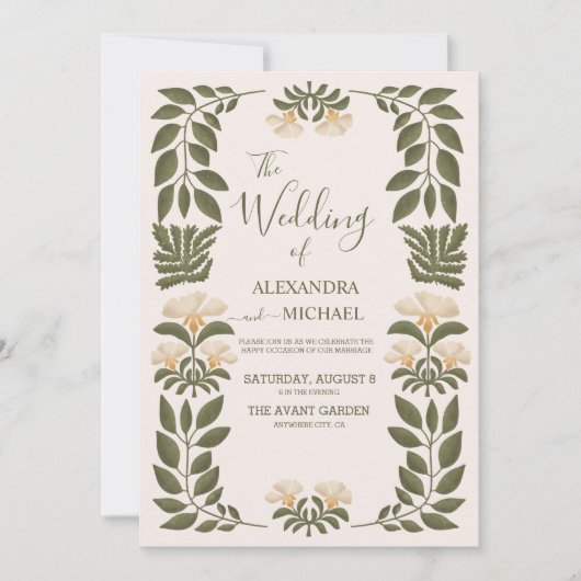 Invitation Mariage de jardin botanique Fleur sauvage simple (Devant)