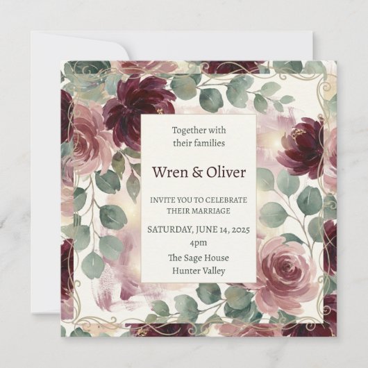 Invitation Mariage de Jardin Bourgogne (Devant)