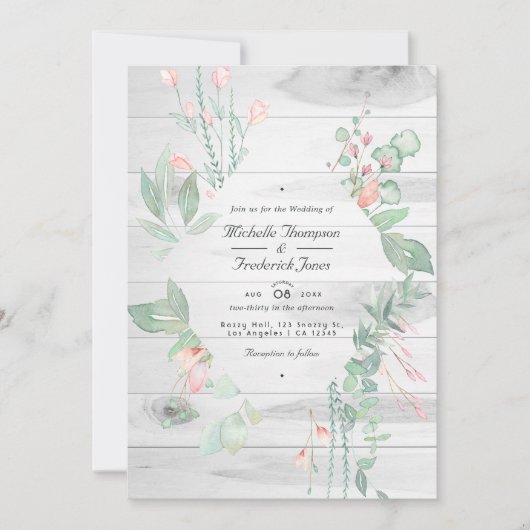 Invitation Mariage de jardin champêtre aux teintes pastel (Devant)