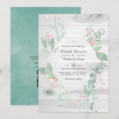 Invitation Mariage de jardin champêtre aux teintes pastel (Devant / Derrière)