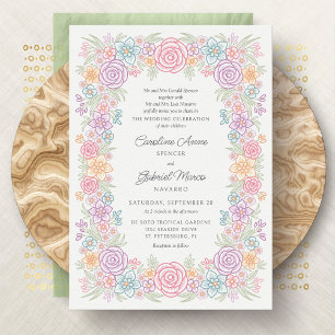 Invitation Mariage de jardin coloré fleur sauvage