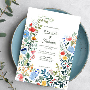 Invitation Mariage de jardin coloré Fleur sauvage lunatique