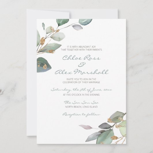 Invitation Mariage de jardin d'aquarelle (Devant)