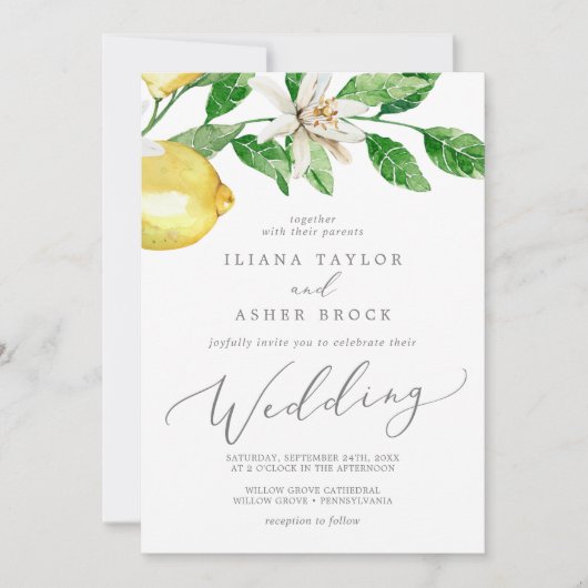 Invitation Mariage de jardin de citron moderne (Devant)