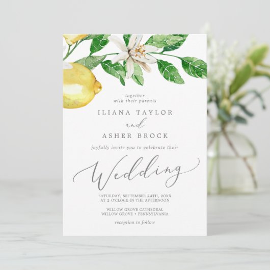 Invitation Mariage de jardin de citron moderne (Debout devant)