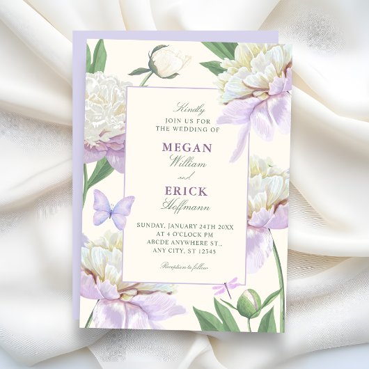 Invitation Mariage de jardin de fleurs de violette pourpre