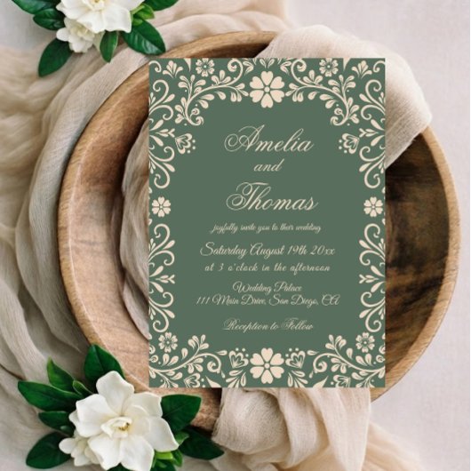 Invitation Mariage de jardin élégant et vert