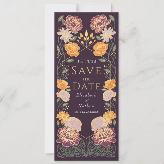 Invitation Mariage de jardin enchanté Enregistrer la date vio (Devant)