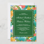 Invitation Mariage de jardin exotique tropical coloré (Devant)
