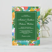 Invitation Mariage de jardin exotique tropical coloré (Debout devant)