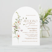 Invitation Mariage de Jardin Fleur Boho Écriture Moderne Douc (Debout devant)