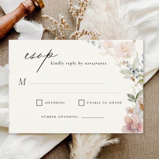 Invitation Mariage de jardin fleur sauvage RSVP