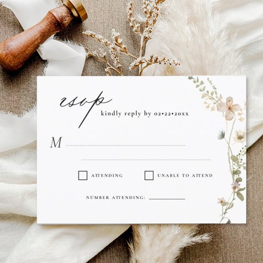 Invitation Mariage de jardin fleur sauvage RSVP