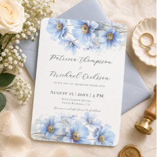 Invitation Mariage de jardin fleuri de pavot de l'Himalaya bl