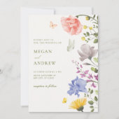 Invitation Mariage de jardin fleuri esthétique (Devant)